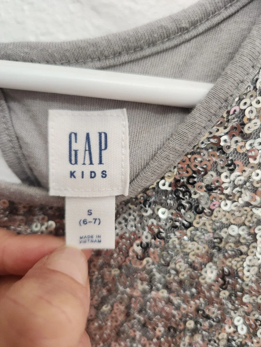 Sparkle Sequin Mesh Party Dress Girls - Silver Gray Sz 6/7 Small Gap Kids